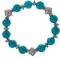 Earth's Jewels Semi-Precious Dyed Turquoise Stretch Bracelets with Bicone Silver Spacer Beads